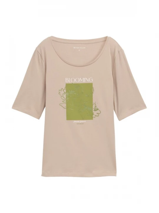 Foto van product TOM TAILOR Shirt taupe / kiwi / wit