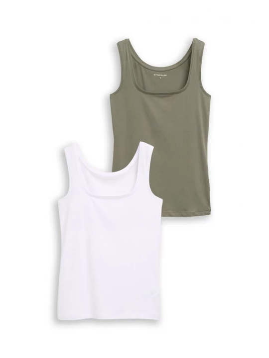 Foto van product TOM TAILOR Top olijfgroen / wit