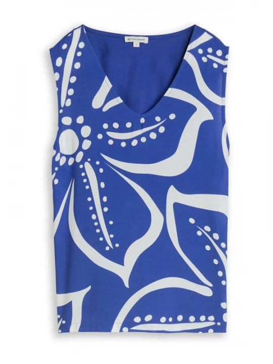 Foto van product TOM TAILOR Top royal blue / koningsblauw / wit