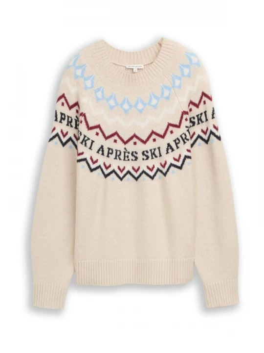 Foto van product TOM TAILOR Trui beige / lichtblauw / wijnrood / zwart