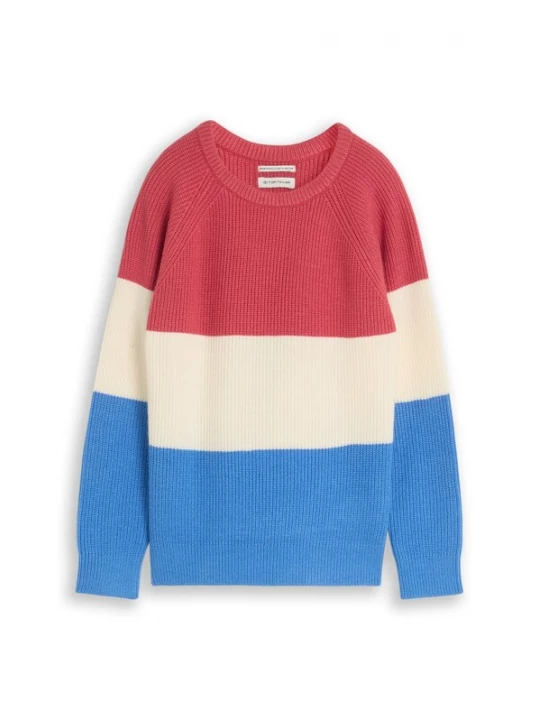 Foto van product TOM TAILOR Trui blauw / framboos / wit