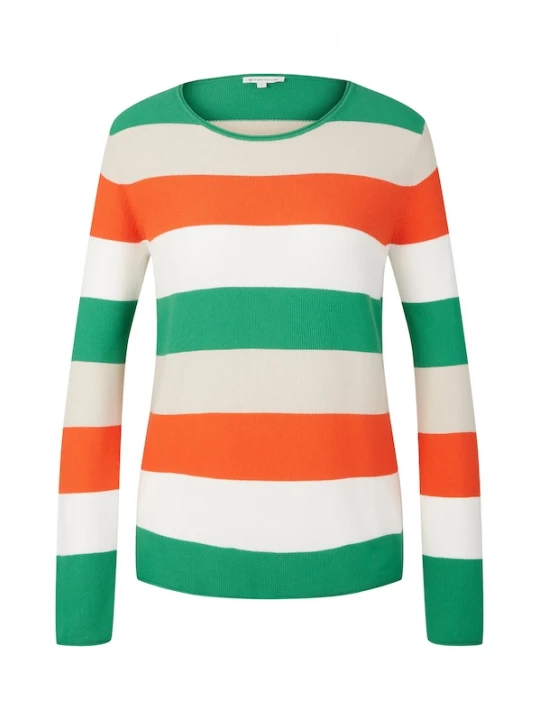 Foto van product TOM TAILOR Trui crème / grasgroen / donkeroranje / wit