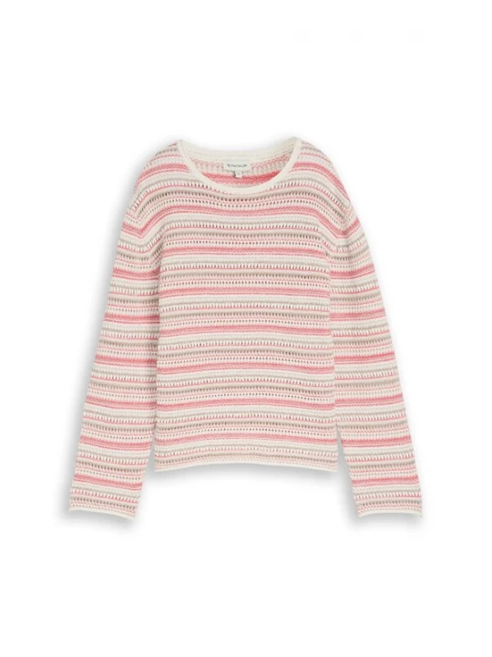 Foto van product TOM TAILOR Trui donkerbeige / rosa / wit
