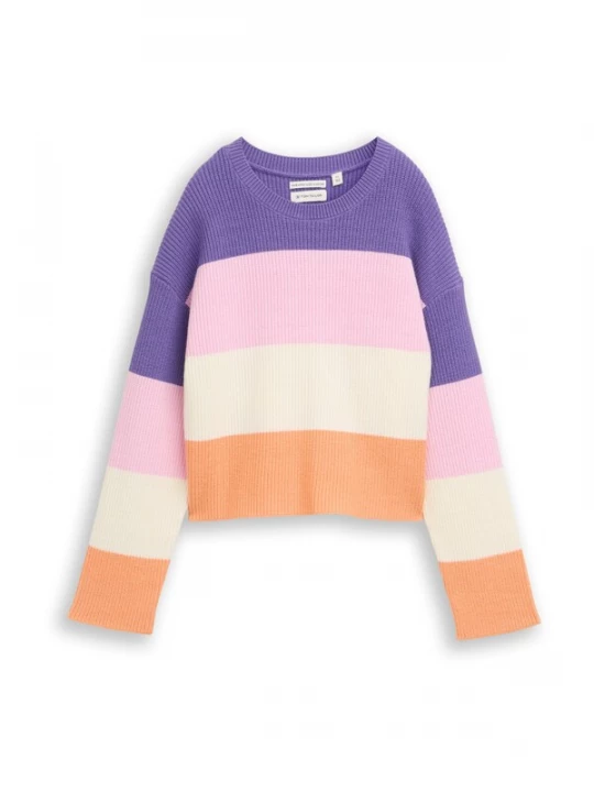 Foto van product TOM TAILOR Trui donkerlila / oranje / rosa / wolwit