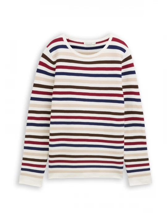 Foto van product TOM TAILOR Trui ivoor / ecru / saffier / roestrood