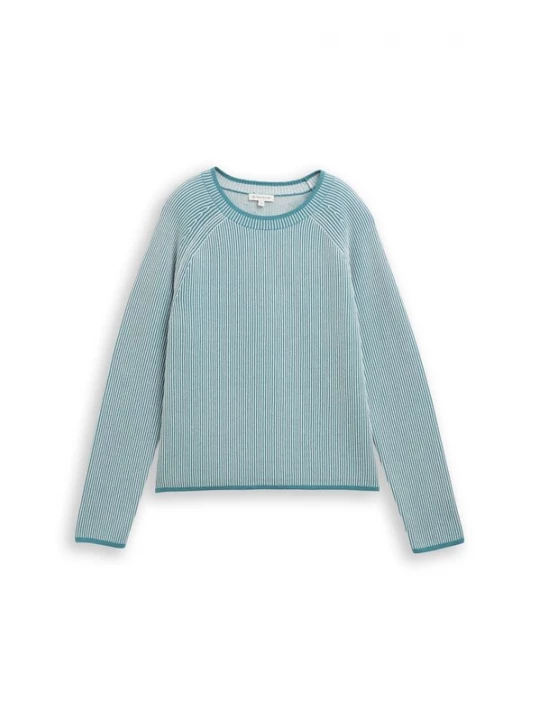 Foto van product TOM TAILOR Trui jade groen / wit