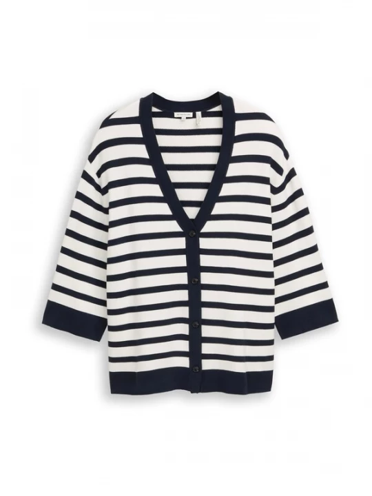 Foto van product Tom Tailor Women + Gebreid vest nachtblauw / wit
