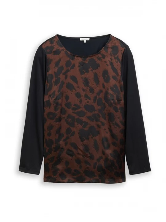 Foto van product Tom Tailor Women + Shirt bruin / zwart