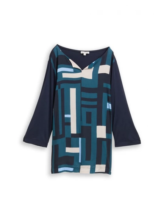 Foto van product Tom Tailor Women + Shirt crème / navy / lichtblauw / petrol
