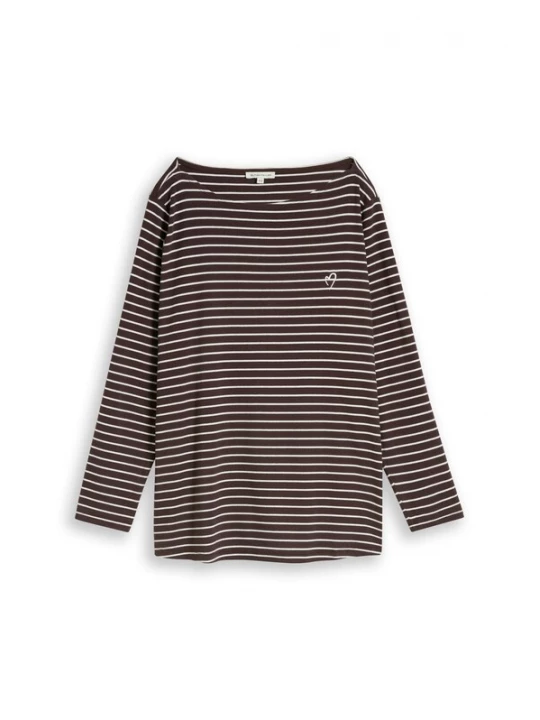Foto van product Tom Tailor Women + Shirt donkerbruin / wit
