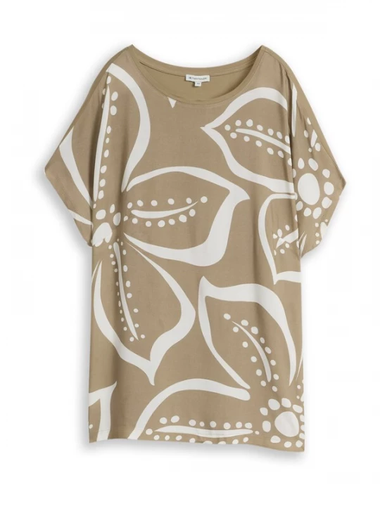 Foto van product Tom Tailor Women + Shirt kaki / offwhite