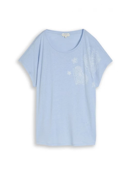 Foto van product Tom Tailor Women + Shirt lichtblauw / wit
