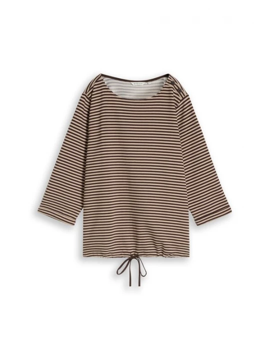Foto van product Tom Tailor Women + Shirt lichtbruin / donkerbruin