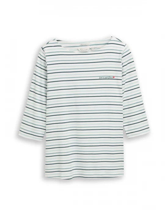 Foto van product Tom Tailor Women + Shirt mintgroen / spar / wit