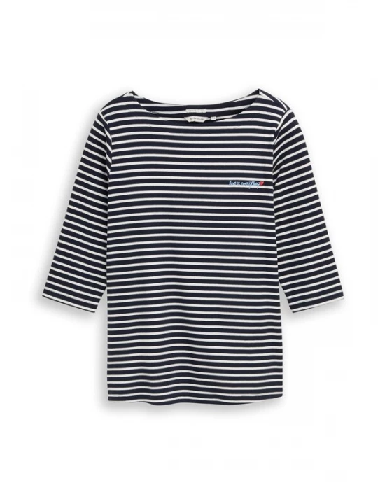 Foto van product Tom Tailor Women + Shirt navy / offwhite