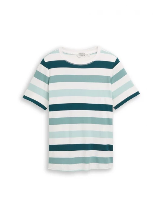 Foto van product Tom Tailor Women + Shirt petrol / mintgroen / wit