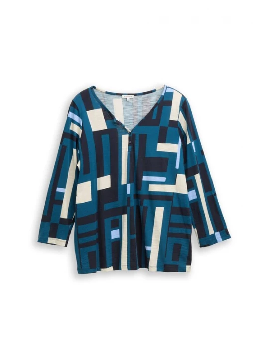 Foto van product Tom Tailor Women + Shirt petrol / wit