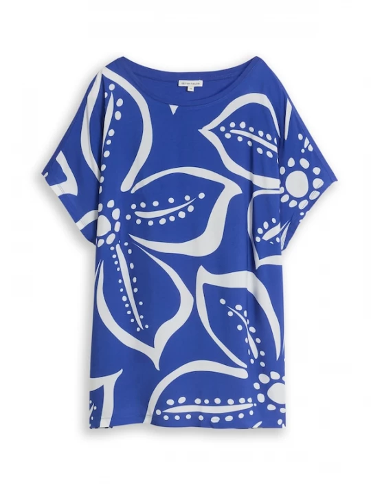 Foto van product Tom Tailor Women + Shirt royal blue / koningsblauw / offwhite