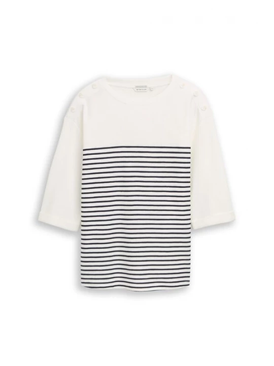 Foto van product Tom Tailor Women + Shirt zwart / offwhite