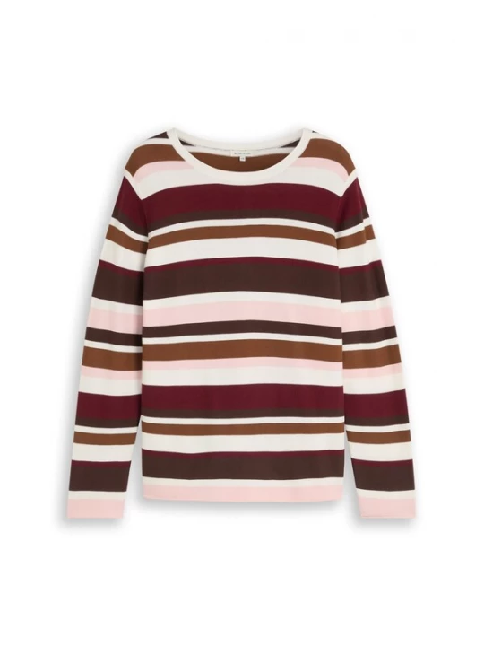 Foto van product Tom Tailor Women + Trui beige / bruin / donkerrood / wit