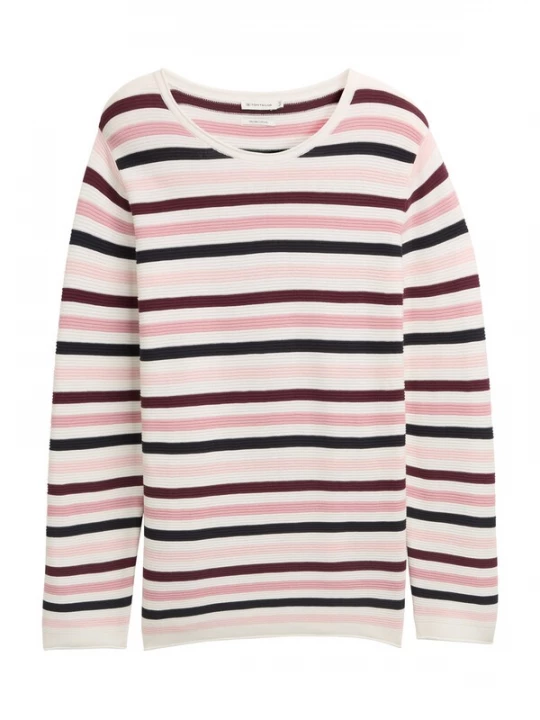 Foto van product Tom Tailor Women + Trui navy / rosé / oudroze / wijnrood