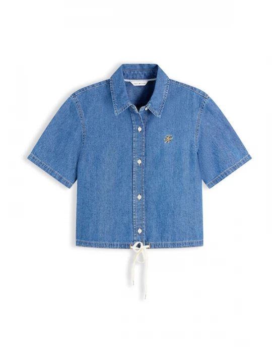 Foto van product TOMMY HILFIGER Blouse 'Boxy Fit Short Sleeve' blauw denim