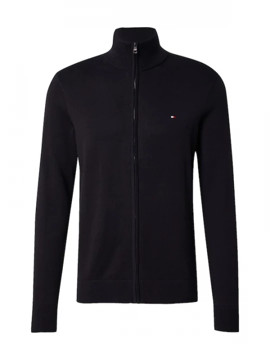 Foto van product TOMMY HILFIGER Gebreid vest 'Flag Embroidery Zip-thru' zwart