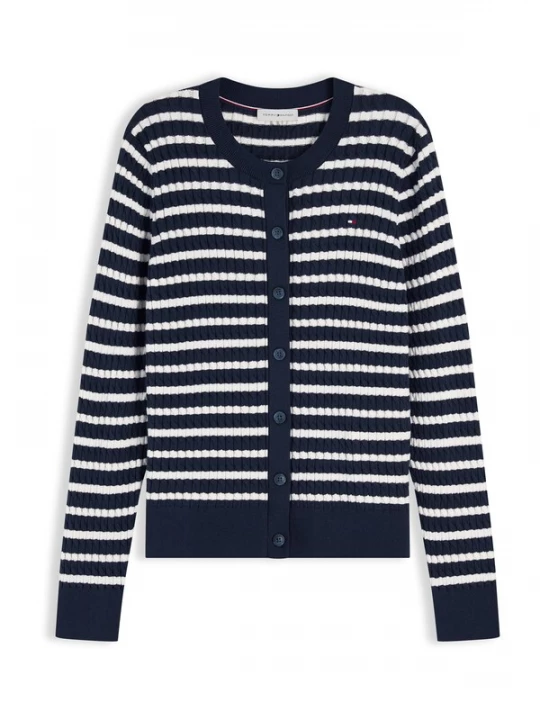 Foto van product TOMMY HILFIGER Gebreid vest 'Mini Cable' navy / wit