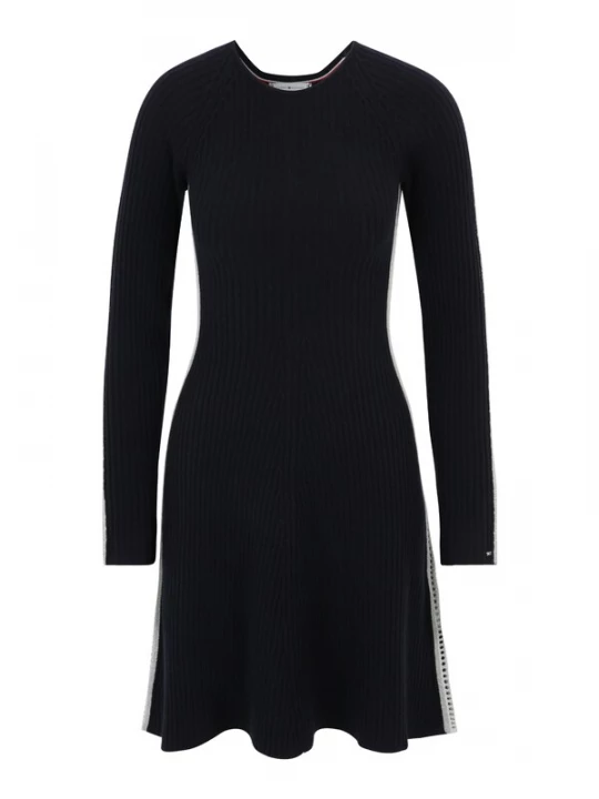 Foto van product TOMMY HILFIGER Gebreide jurk navy / zilvergrijs / wijnrood / wit