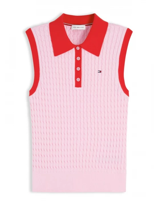 Foto van product TOMMY HILFIGER Gebreide top 'Cable Slim Sleeveless' rosa / rood