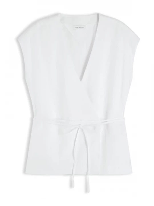 Foto van product TOMMY HILFIGER Gilet 'Blend Wrap Waistcoat' wit