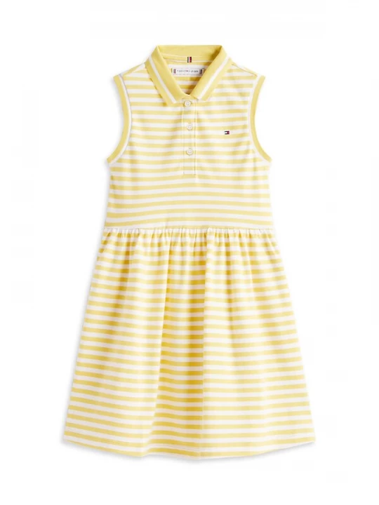 Foto van product TOMMY HILFIGER Jurk 'Essential' pasteelgeel / wit