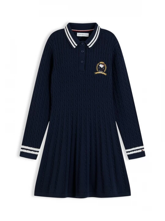 Foto van product TOMMY HILFIGER Jurk 'PEANUTS' navy / goud / wit