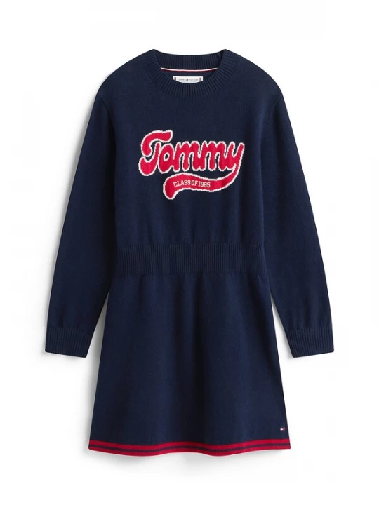 Foto van product TOMMY HILFIGER Jurk 'Varsity Intarsia' donkerblauw / rood