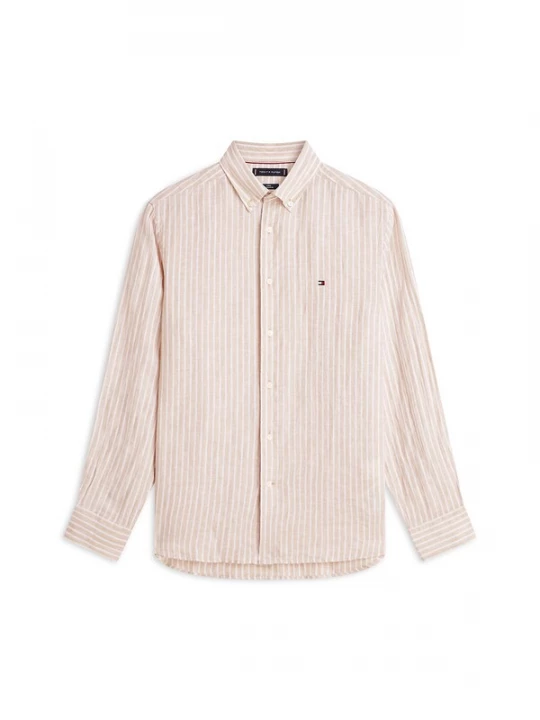 Foto van product TOMMY HILFIGER Overhemd donkerbeige / wit