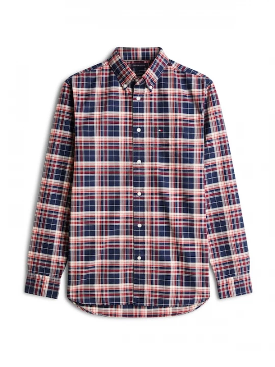 Foto van product TOMMY HILFIGER Overhemd 'HERITAGE' donkerblauw / lichtgrijs / donkerrood