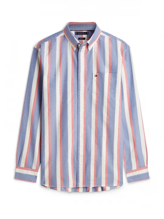 Foto van product TOMMY HILFIGER Overhemd 'HERITAGE OXFORD' taupe / pastelrood / offwhite