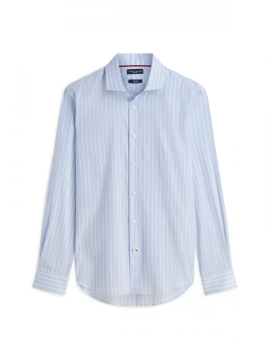 Foto van product TOMMY HILFIGER Overhemd 'New York Label Flex Collar' lichtblauw / wit