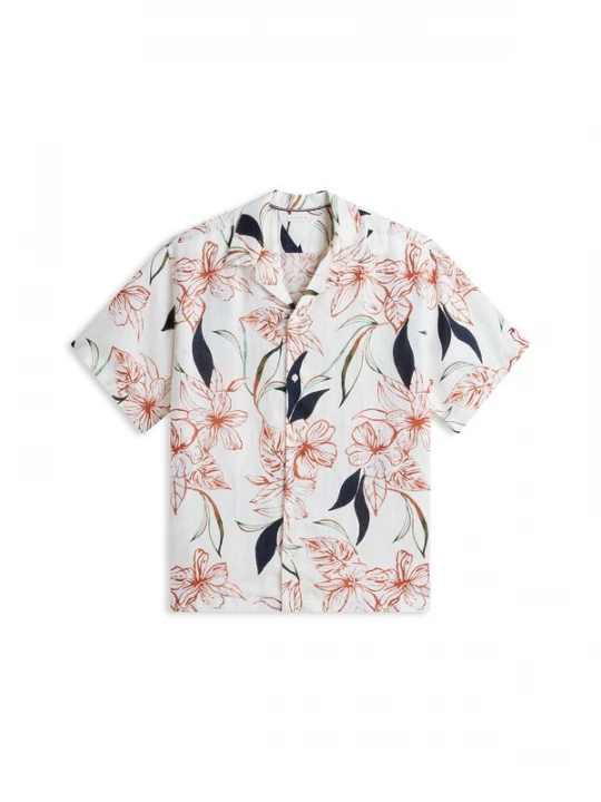 Foto van product TOMMY HILFIGER Overhemd 'Plus Regular Tropical Print Short Sleeve' beige / mintgroen / roestrood / zwart