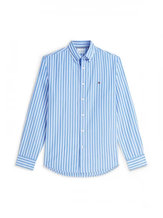 Foto van product TOMMY HILFIGER Overhemd 'Regular Fit Flex Stripe' lichtblauw / wit