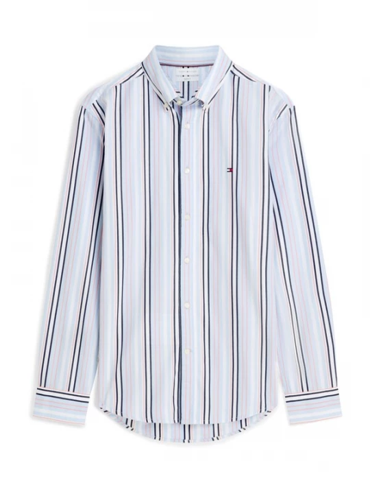 Foto van product TOMMY HILFIGER Overhemd 'Regular Fit Multicolour Stripe' navy / lichtblauw / rosa / wit