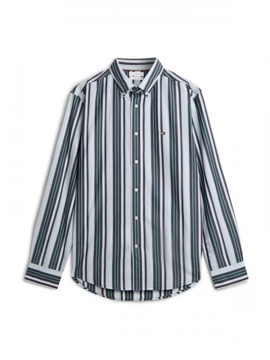 Foto van product TOMMY HILFIGER Overhemd 'Regular Fit Multicolour Stripe' smaragd / mintgroen / wit