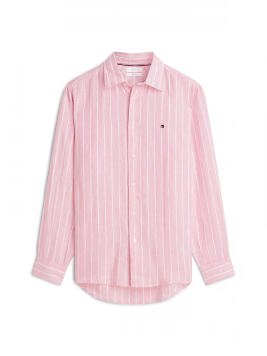 Foto van product TOMMY HILFIGER Overhemd 'Regular Fit Textured Stripe Pure' lichtroze / wit