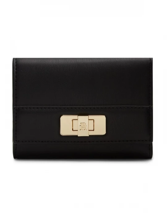 Foto van product TOMMY HILFIGER Portemonnee 'Modern TH Monogram Turn Lock Trifold' zwart