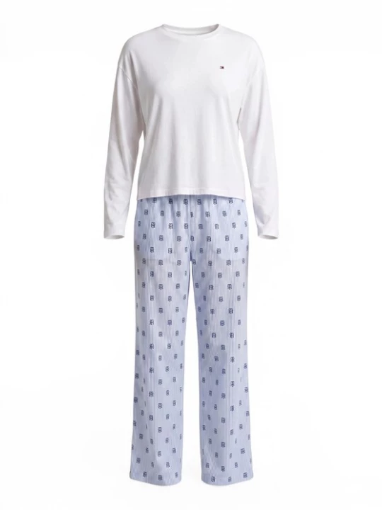 Foto van product TOMMY HILFIGER Pyjama 'Essential' navy / lichtblauw / wit