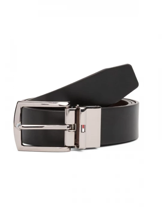 Foto van product TOMMY HILFIGER Riem 'Flag Rectangular Buckle Reversible' donkerbruin / zwart