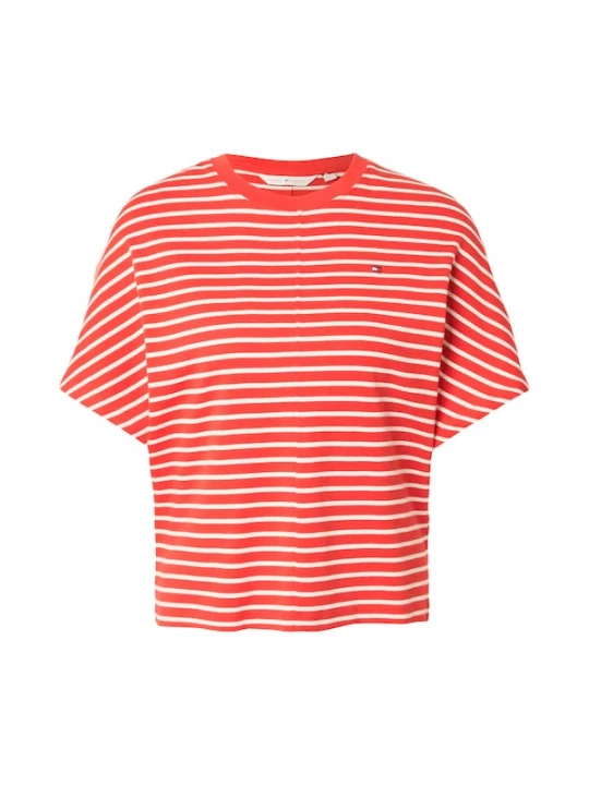 Foto van product TOMMY HILFIGER Shirt 'Batwing Sleeve' rood / wit