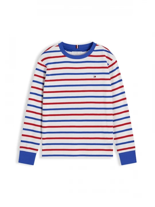 Foto van product TOMMY HILFIGER Shirt 'Essential Stripe Relaxed Long Sleeve' blauw / rood / wit