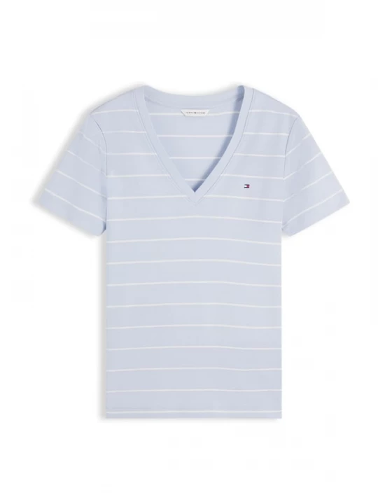 Foto van product TOMMY HILFIGER Shirt 'Flag Embroidery Slim' ecru / duifblauw