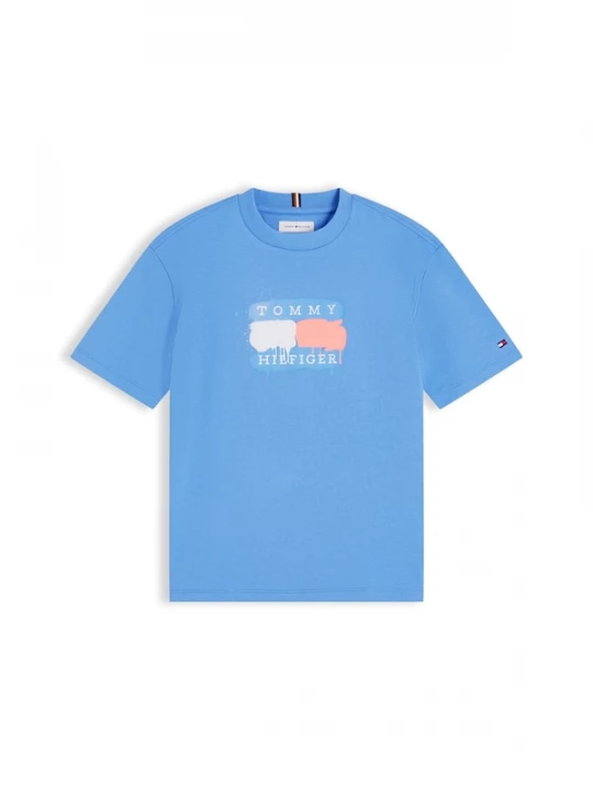 Foto van product TOMMY HILFIGER Shirt 'Flag Graffiti' blauw / watermeloen rood / wit